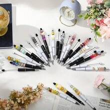 DOMUUH 30pcs/Pack Plastic Pens With Beads, Suitable As Mother's Day Gift, Graduation Gift, Office Use Or Back To School Items - A - View 7