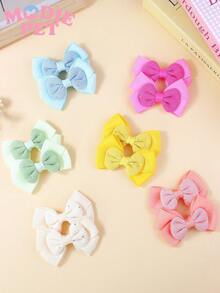 12pcs Cute Double-Layer Bow Hair Clips, Pet Hair Accessories For Decorating Cats And Dogs, Suitable For Daily Use - Multicolor - View 9
