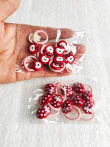 10 pièces/paquet Mini Chouchous décoratifs de fruits mignons, Supports de queue de cheval à haute élasticité, Accessoires de cheveux pour filles, Pinces à cheveux en résine ABS en forme de pomme/fraise, Élastiques à cheveux, Cordes à cheveux élastiques - Multicolore - Voir 8