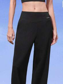 CAMEL CROWN 女士户外休闲裤，春夏休闲裤，防紫外线透气运动裤，时尚宽松针织长裤，弹力跑步健身裤 - 幻影黑 - 查看 2