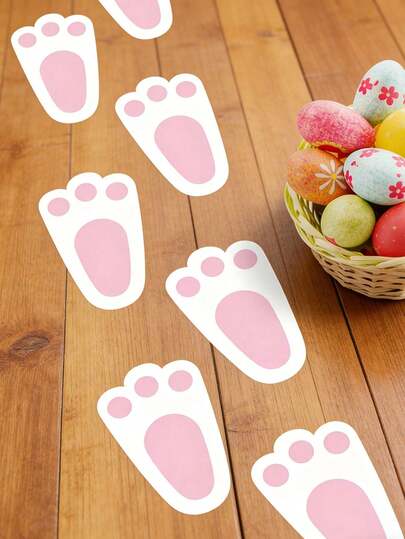 20/10pcs Easter Bunny Footprint Stickers, Easter Egg Hunt Party Floor Decals, Suitable For Easter Decoration, Home Decor, Birthday, Easter Gifts And Party Supplies