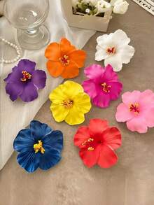 3pcs/4pcs/8pcs Girls Hibiscus Flower Hair Clips, Fashion Versatile Bangs Clips, Suitable For Vacation, Daily Wear - Multicolor - View 9