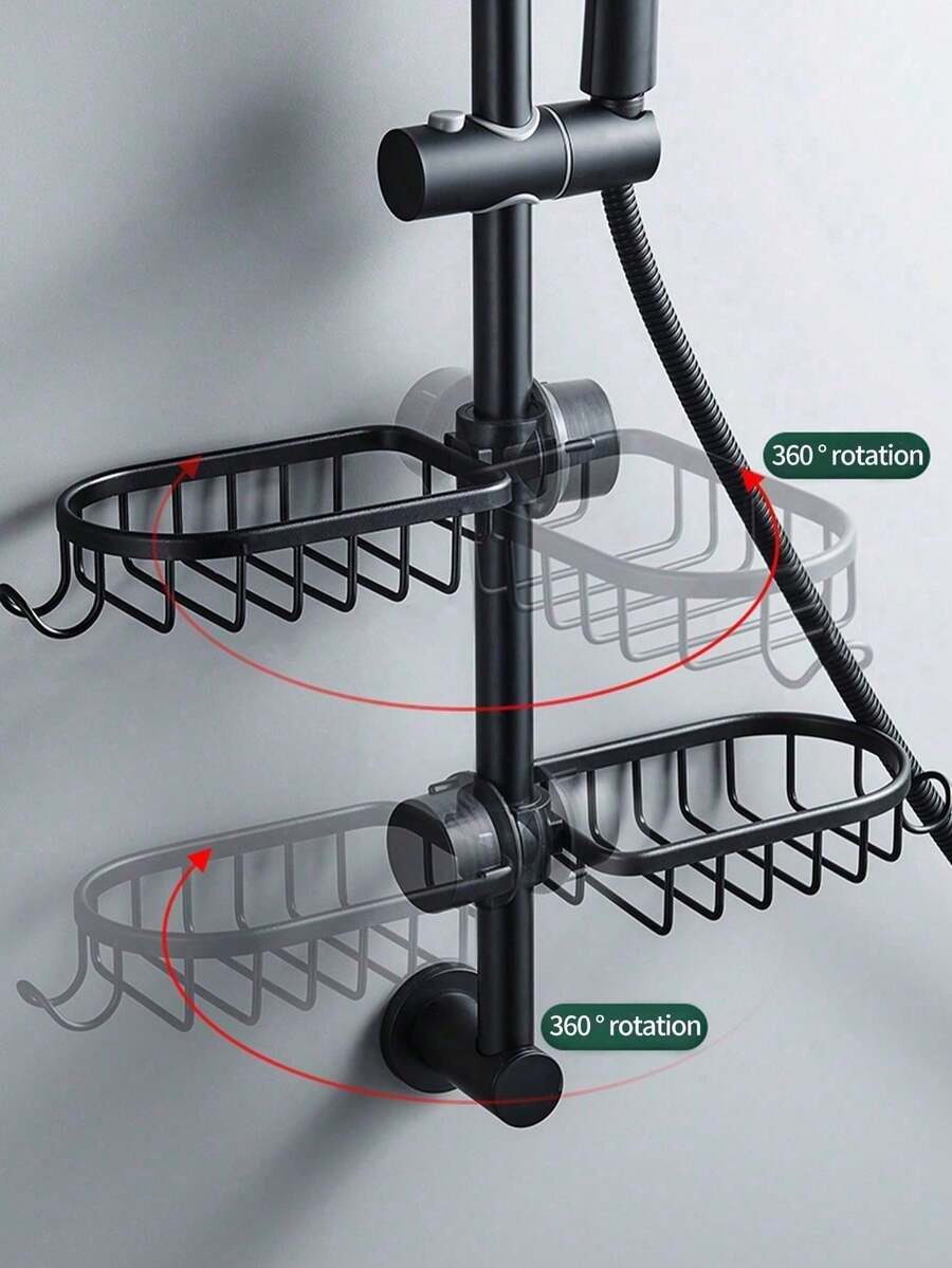 Giá đỡ vòi nước điều chỉnh được, không cần khoan, giá đựng đồ dùng vệ sinh nhà bếp/phòng tắm có móc, giá để đồ dưới bồn rửa có lỗ thoát nước và móc tích hợp. - Nhiều màu - Xem 1
