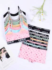 SIETEROSA 8 Sets Teen Girls Multi-Color Camisole + Panty Underwear Set Cotton Soft Comfortable Suitable For Girl Daily Wear And Sports - Multicolor - View 3