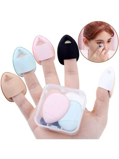 5/10个迷你指套粉扑粉底液小气垫散粉海绵面部遮瑕BB霜化妆工具化妆工具随机颜色