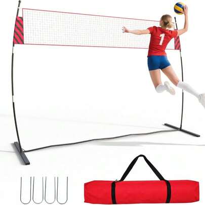 Portable Volleyball Net System 20FT, Adjustable Height Freestanding Net For Backyard Beach Indoor Outdoor Games Easy Setup