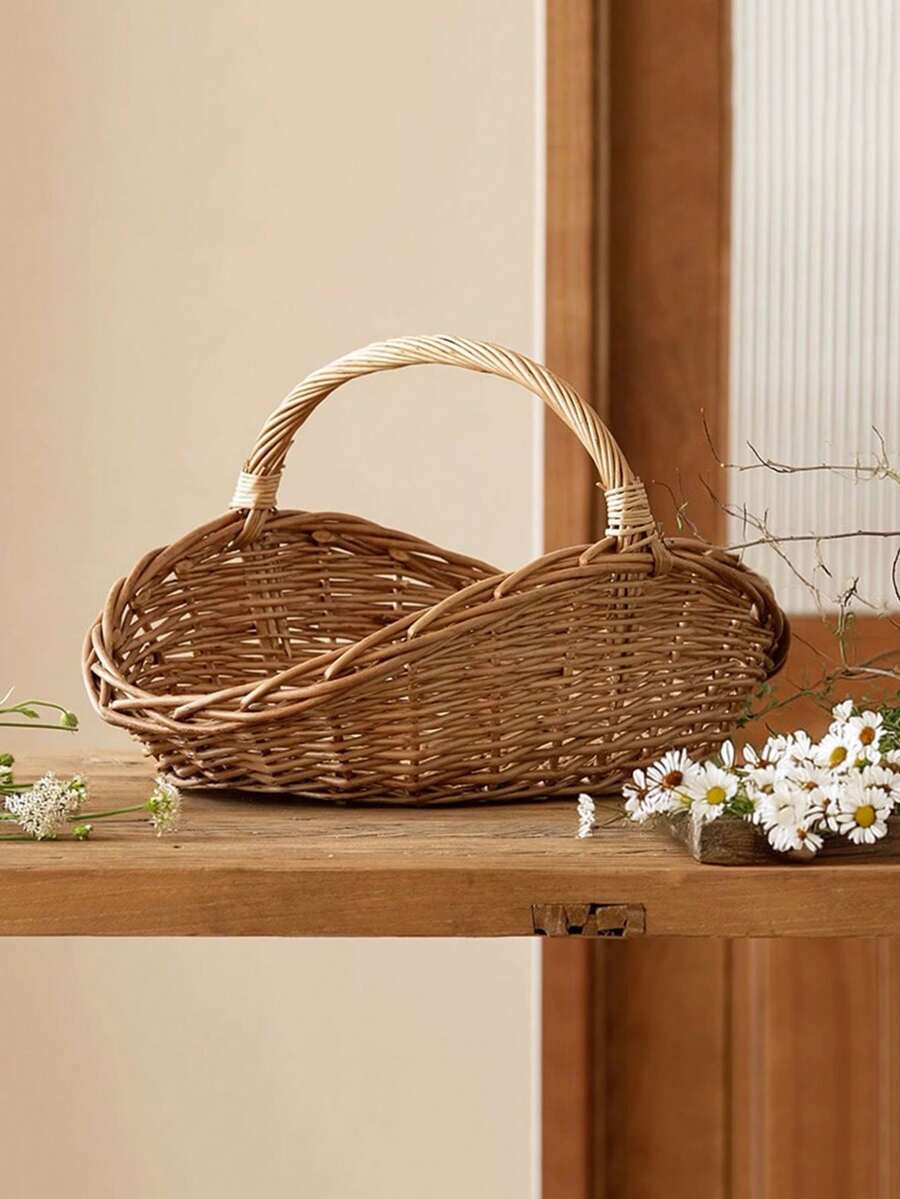 Giỏ mây đan thủ công - Chậu trồng cây đa năng hiện đại dùng trong nhà và ngoài trời, khay đựng rau củ, đồ trang trí nhà cửa với kết cấu đan tự nhiên, vật trang trí trung tâm, giỏ để đồ. - Kiểu đan liễu - Xem 1