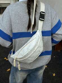 Túi đeo hông, túi đeo chéo, túi xách tay thời trang bằng da PU màu trơn mới dành cho nữ. - trắng - Xem 7