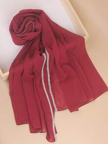 1 chiếc khăn trùm đầu/khăn choàng/băng đô đính pha lê thủ công màu trơn sang trọng dành cho nữ, phù hợp với áo Abaya, Burqa, Niqab. - Nhiều màu - Xem 24