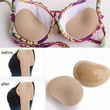 Set de 2 piezas Almohadillas de sujetador de silicona invisible y espuma, Insertos de sujetador de traje de baño autoadhesivos y engrosados, Almohadillas de bikini invisibles - Albaricoque - Ver 1