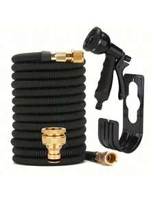 25-75英尺超长可伸缩螺旋花园软管套装，带强力喷嘴 - 耐用乙烯基材质，节水乳胶内芯，欧标接头，3/4英寸管径，适用于高效园艺、灌溉和户外清洗。 - 多色 - 查看 12