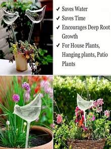 Automatic Glass Bird Shaped Plant Watering Device, Slouchy Person Watering Tool, Travel Drip Irrigator, Round Flower Waterer - Multicolor - View 5