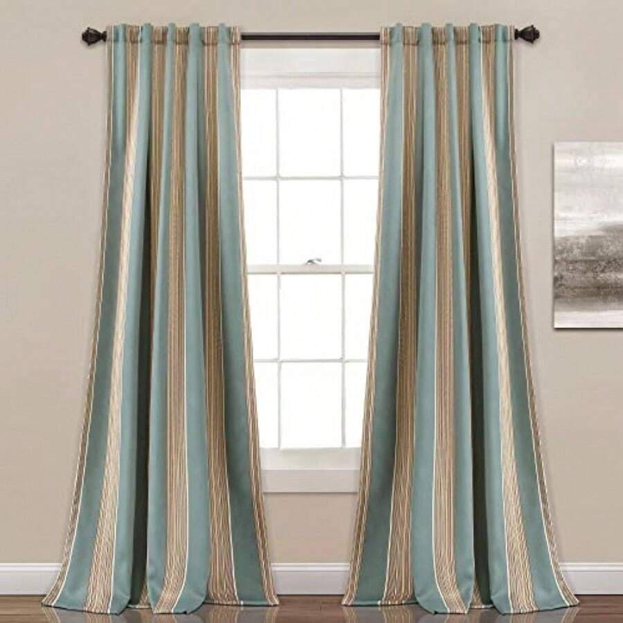 Decor Julia - Par de Paneles de Cortina para Ventana con filtrado de luz 274 cm de Largo x 132 cm de Ancho Color Azul - Azul - Ver 1