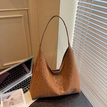 Bolso de Mujer con Estampado de Leopardo Vintage, Nueva Moda 2025, Gran Capacidad, Versátil, Bolso de Hombro/Axila, Bolso Tote Casual Retro - Negro - Ver 1