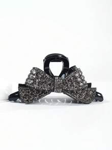 1个女士黑色植绒双面心形字母交叉发夹，时尚简约设计，适合日常佩戴 - 彩色 - 查看 7