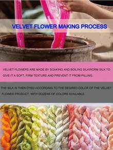 手工制作粉色玫瑰发饰，丝绒材质，中国制造，精美礼品 - 粉色 - 查看 7