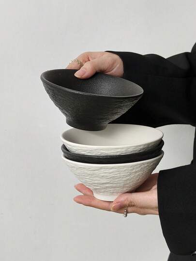 1pc/2pcs Japanese Ramen Bowl, Ceramic Toadstool Bowl, 5-Inch Noodle Bowl, Home Rice Bowl, Breakfast Oatmeal Bowl, Fruit Salad Bowl, Dessert Ice Cream Bowl, Restaurant Serving Bowl