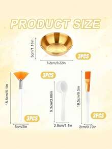 2/3/4/12pcs Beauty Therapist Facial Care Tool Set, Gold/Silver/Rose Gold Stainless Steel Face Mask Mixing Bowls, Fan-Shaped Spatula Flat Head Brush, Mask Brush Set + Mixing Bowls Combo, Essential SPA Tools For Women, Home & Travel Care Kit - Multicolor - View 5