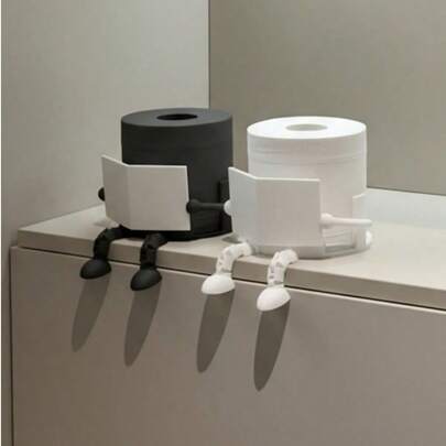 1 pieza Soporte de papel higiénico con forma humana creativa - Diseño de pose sentada interesante, hecho de plástico ABS, adecuado para almacenamiento de papel higiénico/decoración del hogar única/exhibición de escritorio, perfecto para colocar en la habitación/dormitorio/sala de estar, un regalo ideal para amigos/familiares/anfitriones durante las vacaciones, estilo minimalista (Soporte de papel higiénico/Almacenamiento de baño/Decoración del hogar divertida/Regalo de broma/Regalo único/Accesorio de baño/Organizador de escritorio)