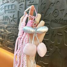 1pc Sweet And Cool Cherry Bag Pendant Woven Rope Lace Beaded Keychain, Available In Multiple Colors, Bag Accessory - 黑色 - 查看 6