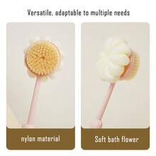 长柄双面沐浴海绵刷，泰迪熊造型淋浴刷，软毛清洁工具，家用 - 查看 6