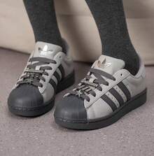 Giày Adidas Superstar II dành cho nữ - Giày thể thao mũi vỏ sò cổ điển - Xám/Đen - Xem 8