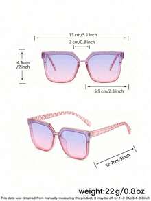 1副儿童时尚眼镜（4-8岁），闪亮亮片镜框，可爱方形款式，适合儿童在海滩、派对和郊游时佩戴，附赠眼镜盒 - 彩色 - 查看 10