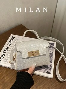 2026新款闪亮迷你法棍包，时尚高品质休闲手提包，女士单肩包 - 白色 - 查看 2