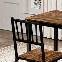 Dining Table And Chairs Set, Bar Table With 2 Benches, Kitchen Table With Chairs, Industrial Style Breakfast Table For Kitchen, Living Room, Reception Room, Rustic Brown And Black - Brown + Black - View 5