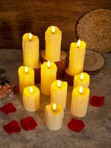 3pcs/Set LED Electronic Simulated Wax Candle Lights, 2026 New Rechargeable Remote Control Candle Atmosphere Lights For Birthday Wedding - Bullet-shaped Three-piece Set - View 7