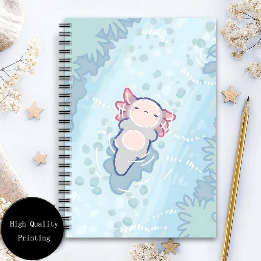 1 pieza Libreta espiral con diseño de axolotl lindo y hermoso, diseño adorable, regalo perfecto para amigos y familiares, adecuado para tomar notas, diario, diario de viaje, tamaño: 14.2*21cm - A5 - Ver 1