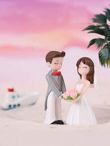 1 Set Resin Couple Figurine Miniature Ornament, Hand-In-Hand Garden Sculpture For Valentine's Day, Wedding Ceremony, Photography Prop, Bouquet Couple Miniature Plastic Decor - Multiple Styles - View 6