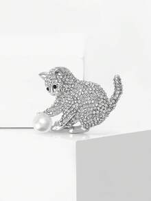 Cute Rhinestone Cat Brooches - Fashion Animal Pins For Women Unisex Casual Party Jewelry Accessories / Friends Gifts Badges Decoration - Cat - View 14