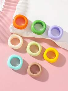 Creative Colorful Acrylic Rings, Minimalist Round Resin Rings, Design - Colorful Acrylic Rings - View 2