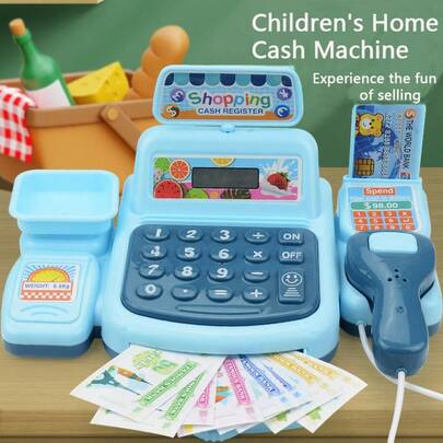 Children's Funny Dress-Up Toy Simulation Cash Register, Parent-Child Interactive Supermarket Cash Register Toy, Suitable For 3+ Years Old (Batteries Not Included)
