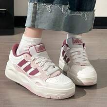 Adidas 女鞋新款運動鞋Lite Shuffle厚底低筒輕便板鞋 - 白色/粉紅色 - 查看 3