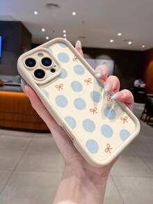 Soft Milky White & Blue Polka Dot Red Bow 17 AIR Pro Max Phone Case, Shockproof Matte Protective Cover Compatible With Iphone 16 Pro Max, 15 Pro, 14, 13, Girly - Takatake Antique White - View 3
