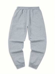 Men's Casual Eagle Print Fleece Jogger Pants With Pocket And Drawstring - Màu Xám nhạt - Xem 4