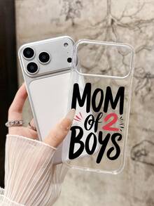 母亲节手机壳，透明手机壳，印有“两个男孩的妈妈”字样，理想的母亲节礼物，透明防震保护壳，兼容全系列，适合日常使用/送礼 - 無色 - 查看 6