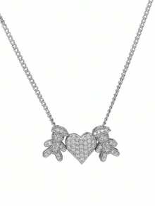 A Unisex Micro Pave Heart & Human Pendant Necklace,Perfect For Daily Wear And Gifting - One Size Fits All - View 11
