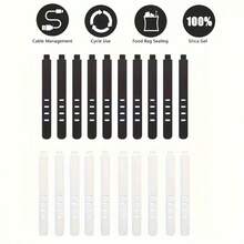 5/10pcs Silicone Cable Ties, Anti-Lost/Earphone & Charger Cable Organizer, Suitable For Lightning/Type-C/E-Reader, Desktop Cable Management - White - View 7