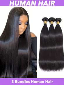 10A Brazilian Straight Human Hair Bundles 22 22 22 Inch 3 Bundles Straight Brazilian Virgin Hair Wefts - Silky Straight Remy Extensions For Women High-Quality Weavings - 3 Pieces Set Brazilian Human Hair Weave, Natural & Durable, Natural Black#1B #2 #4 - Multicolor - View 2