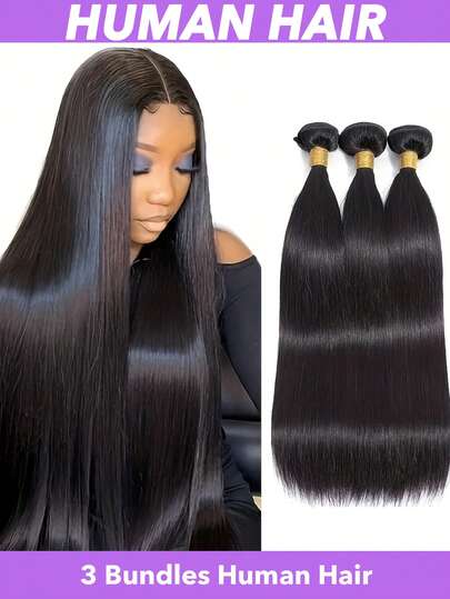 10A Brazilian Straight Human Hair Bundles 22 22 22 Inch 3 Bundles Straight Brazilian Virgin Hair Wefts - Silky Straight Remy Extensions For Women High-Quality Weavings - 3 Pieces Set Brazilian Human Hair Weave, Natural & Durable, Natural Black#1B #2 #4