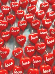 5pcs Red Heart Shaped Happy Birthday Party Cake Candles - Red - View 9