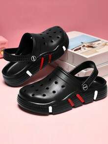 Dual-Layer EVA (Ethylene-Vinyl Acetate Copolymer) Distressed Beach Sandals, Summer - Black - View 1