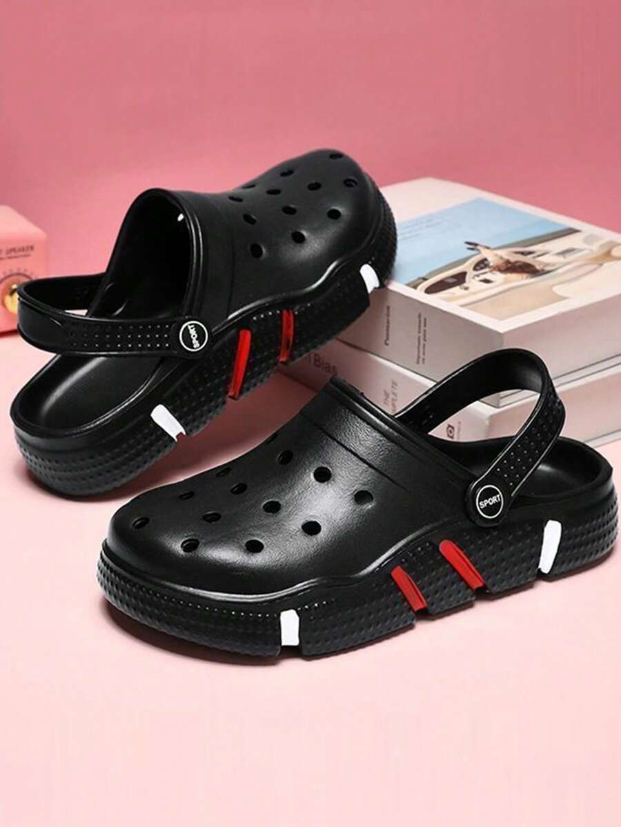 Dual-Layer EVA (Ethylene-Vinyl Acetate Copolymer) Distressed Beach Sandals, Summer - Black - View 1