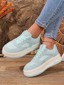 1 Pair Women's Soft Sole Lace-Up Sneakers, Sports & Casual Running Shoes - Baby Blue - View 5
