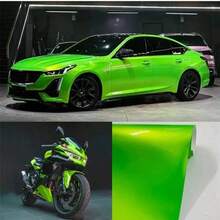 1 pieza Película de envoltura para coche verde camaleón verde manzana, película de embalaje, pegatina para coche y motocicleta con cambio de color para estilo - Adecuada para muebles, hogar, mesa de comedor interior, la mayoría de los vehículos, carrocería de coche, pegatina de modificación de accesorios de coche, película de cambio de color - Talla única para todos - Ver 3