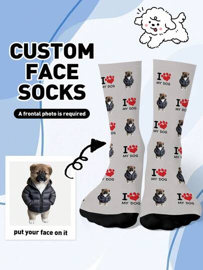 1 Đôi tất tùy chỉnh, tất dài đến bắp chân unisex, tất in ảnh cá nhân hóa cho nam và nữ, quà tặng hài hước cho Ngày Valentine, Lễ Phục Sinh, Ngày của Mẹ, Sinh nhật và các dịp khác, tất in chữ chất lượng cao, thích hợp làm quà tặng vui nhộn cho gia đình và bạn bè, lý tưởng cho các hoạt động thể thao ngoài trời, đi làm và mặc thường ngày, kiểu dáng đôi mới cho mùa xuân/hè.