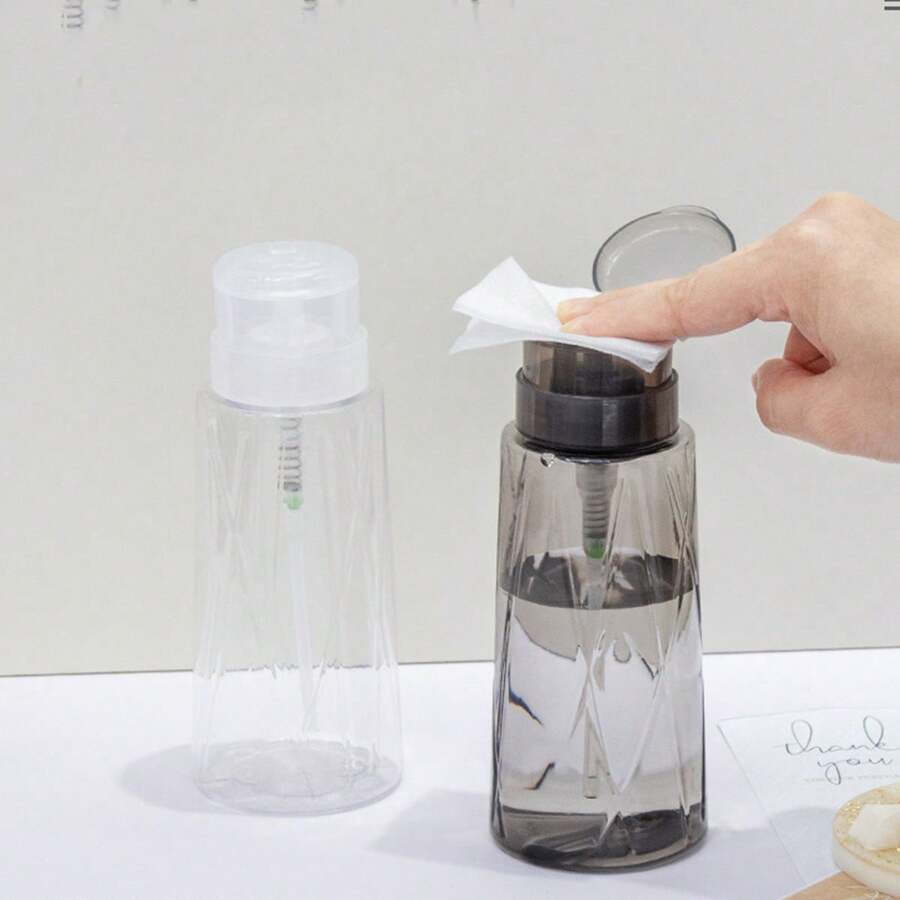 1个高透明指甲油卸妆液/酒精可灌装瓶，透明锁扣美甲空瓶，大容量美甲按压瓶，锁扣高透明美甲按压瓶 - 彩色 - 查看 1